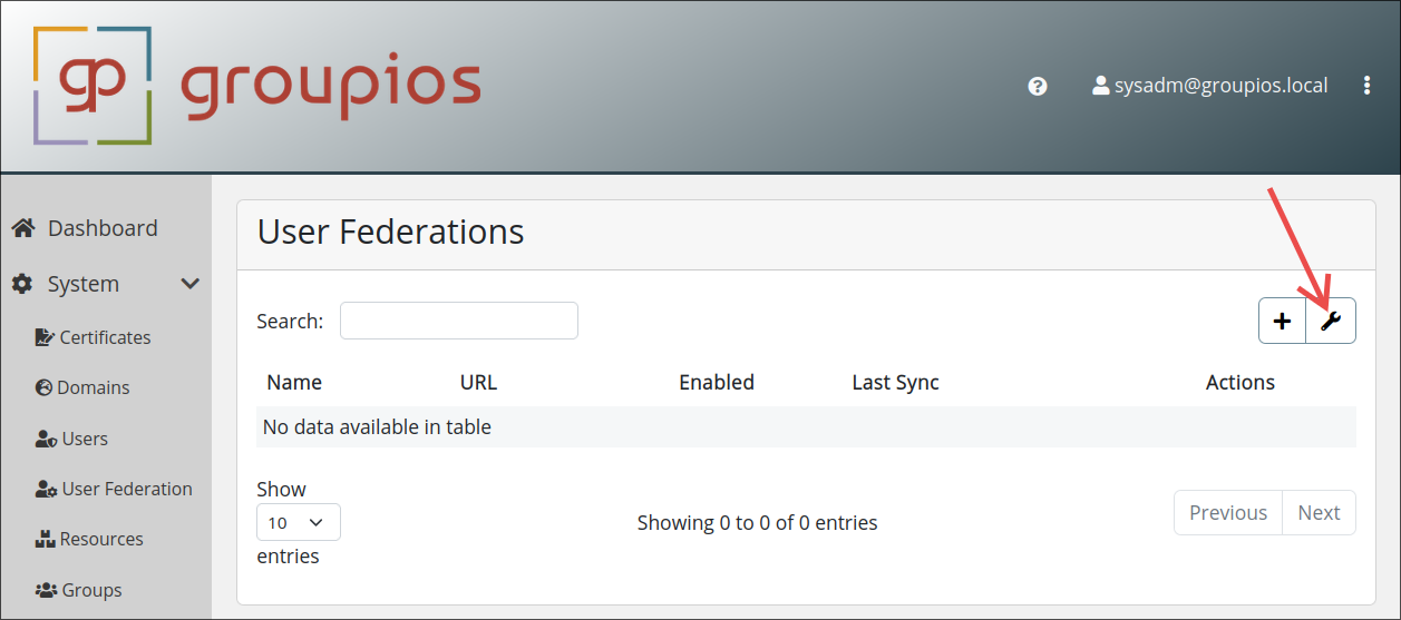 user federation settings
