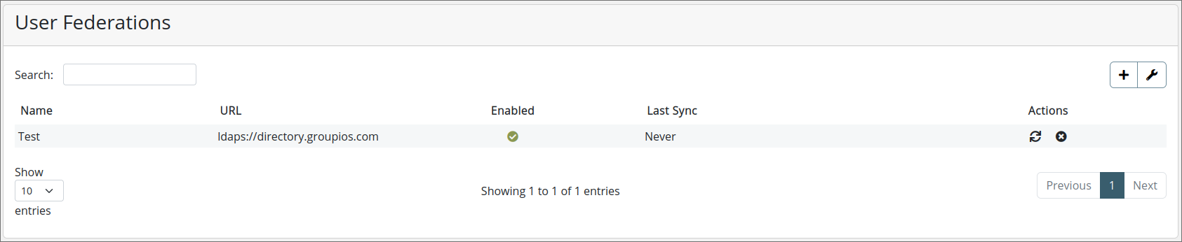 user federation table
