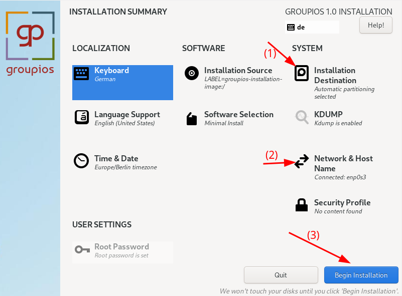 installation summary