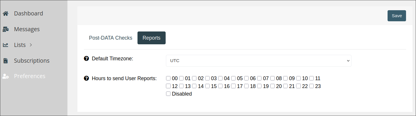 User Gateway UI Preferences Reports