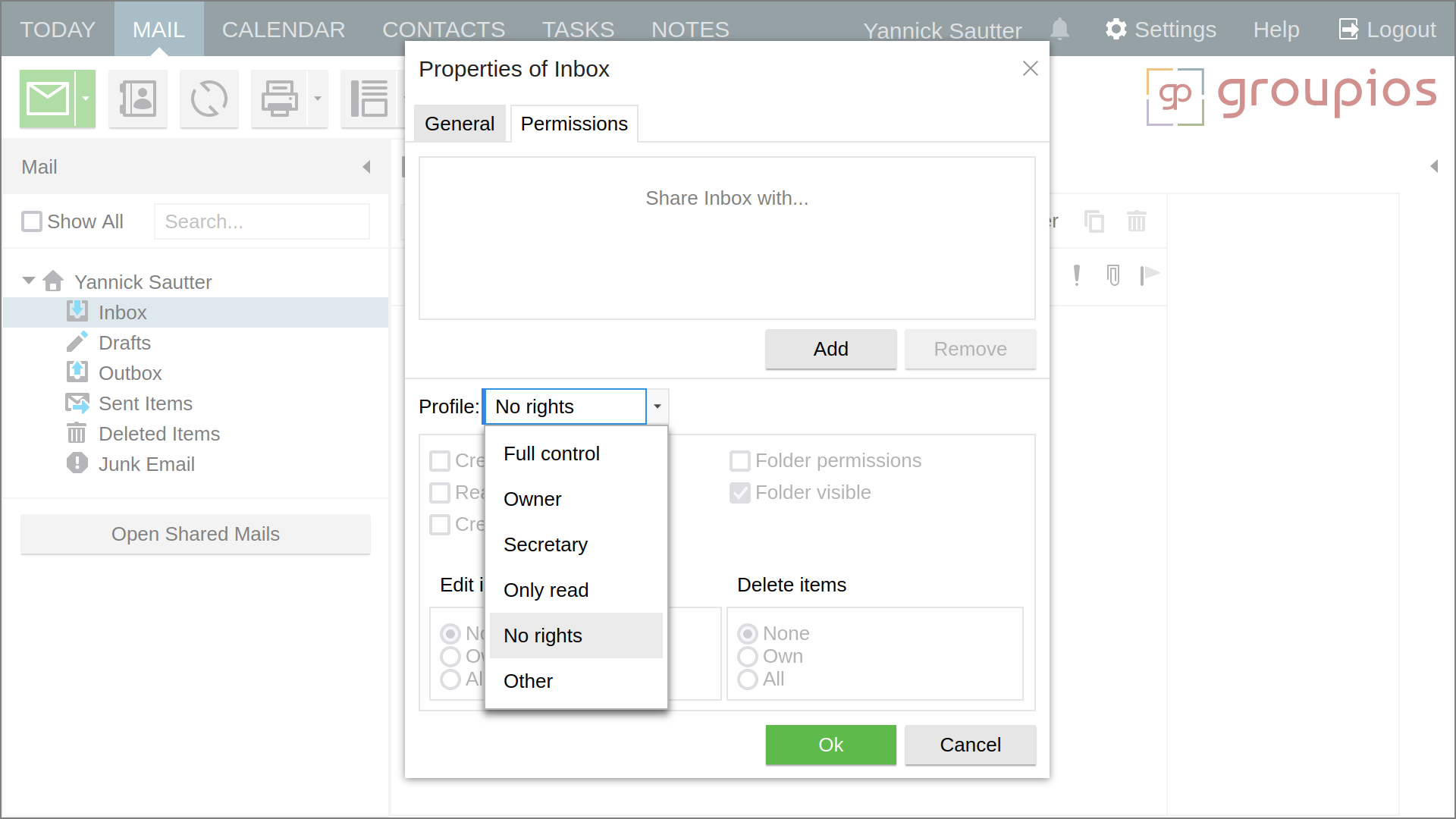 Share folder settings